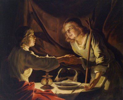 Esau Sells Jacob His Birthright or The Lentil Stew by Circle of Matthias Stom